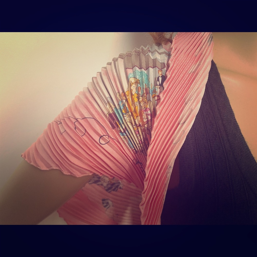 Hermès Accordian Printed Plisse Silk Scarf